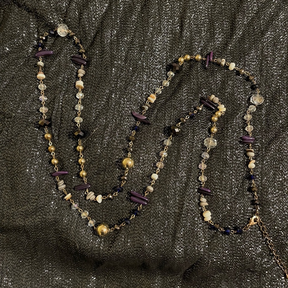 Beautiful, long, beaded, necklace.  Gold-tone.